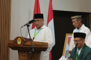 Wakil Ketua DPD LDII Kulon Progo, Subagya, saat membacakan pernyataan sikap dalam Muswil VIII
